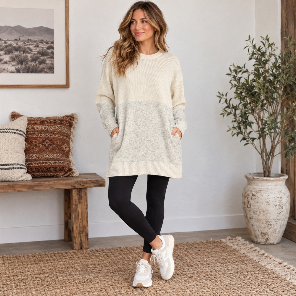 Lululemon Restful Intention Sweater Dress Bliss Heather Ivory Grey Wool Cashmere